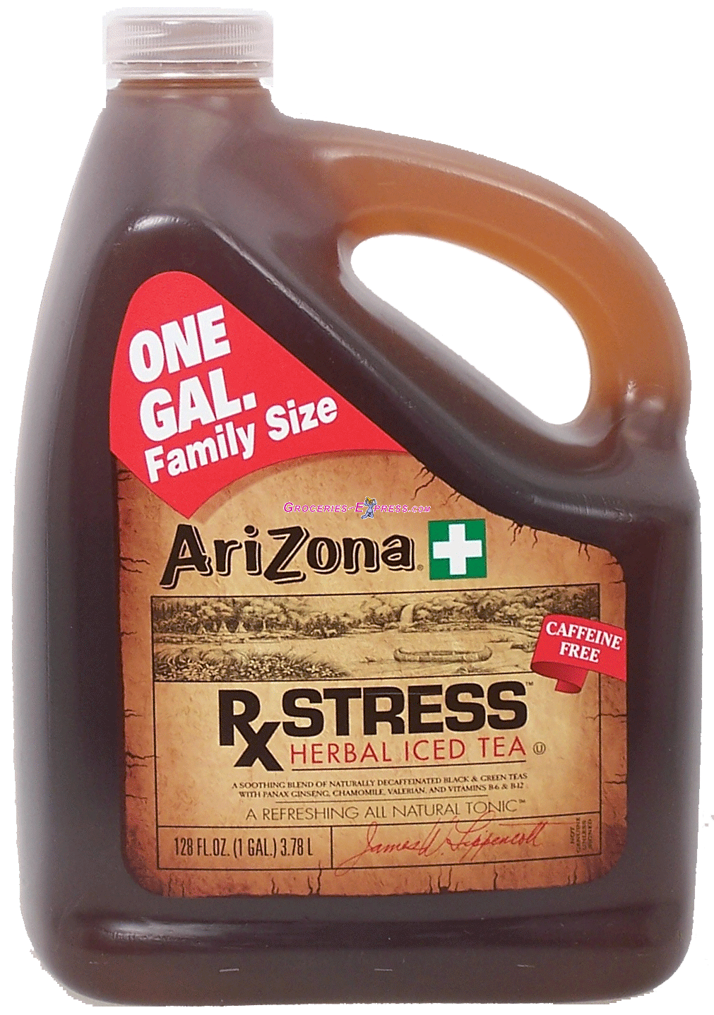 Arizona Rx Stress herbal iced tea, a soothing blend of naturally decaffeinated black & green teas with panax ginseng . Full-Size Picture